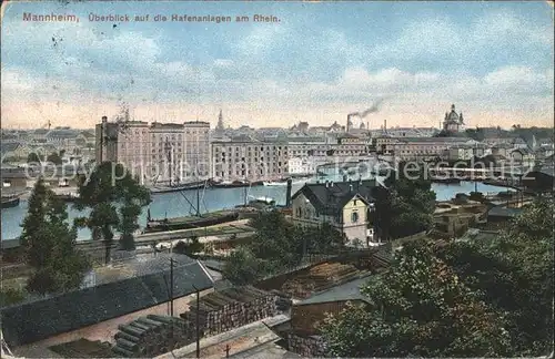 Mannheim ueberblick auf die Hafenanlagen am Rhein Kat. Mannheim