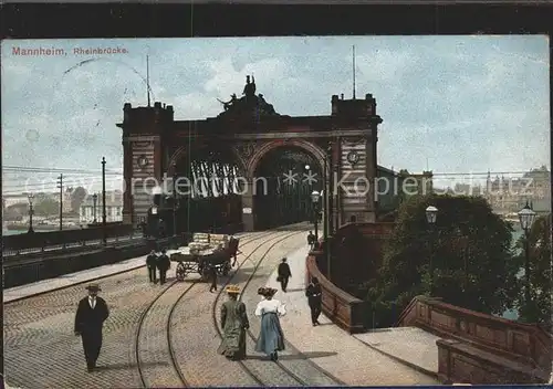 Mannheim Rheinbruecke Pferdebahn Kat. Mannheim