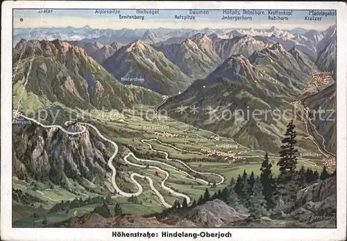 Hindelang Oberjoch Hoehenstrasse Panoramakarte  Kat. Bad Hindelang