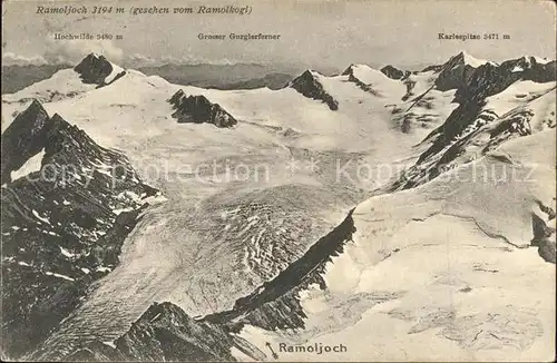 Neustift Stubaital Tirol Ramoljoch Blick vom Ramolkogl Gletscher Gebirgspanorama Kat. Neustift im Stubaital