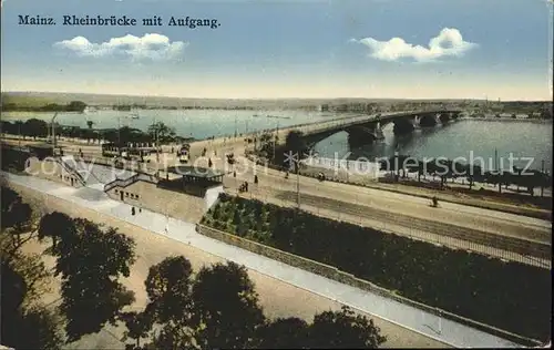 Mainz Rhein Rheinbruecke mit Aufgang / Mainz Rhein /Mainz Stadtkreis