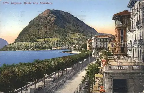 Lugano TI Uferpromenade Monte San Salvatore Luganersee Kat. Lugano