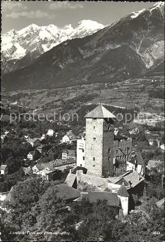 Landeck Tirol Schloss mit Parseierspitze Lechtaler Alpen Kat. Landeck