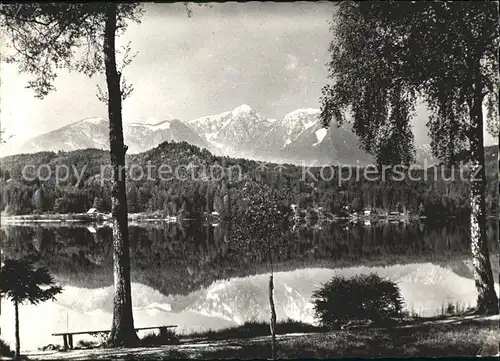 St Kanzian Klopeiner See Uferpartie am See Blick zum Hochobir Karawanken Kat. St. Kanzian am Klopeiner See