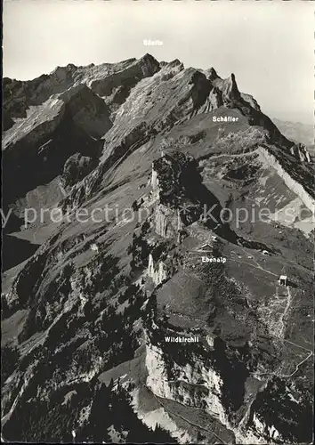 Weissbad Wildkirchli Ebenalp Schaefler Saentis Appenzeller Alpen Fliegeraufnahme Kat. Weissbad