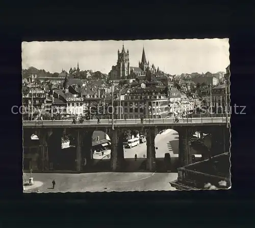 Lausanne VD Vue generale Grand Pont Cathedrale / Lausanne /Bz. Lausanne City