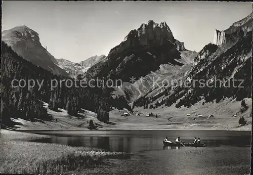 Bruelisau Saemtisersee mit Dreifaltigkeit Widderalp und Widderalpstoecke Bergsee Appenzeller Alpen Kat. Bruelisau