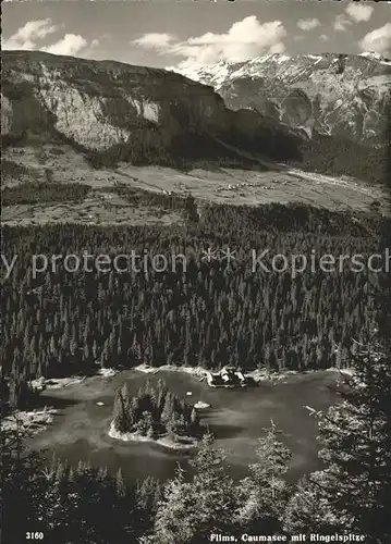 Flims Dorf Panorama Caumasee mit Ringelspitze Kat. Flims Dorf