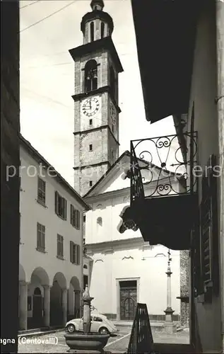 Intragna Dorfpartie an der Kirche Brunnen Kat. Intragna