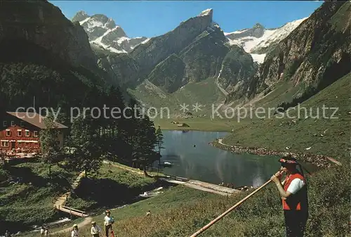 Seealpsee Alphornblaeser Altmann Rotsteinpass Rossmad Saentis Appenzeller Alpen Kat. Schwende