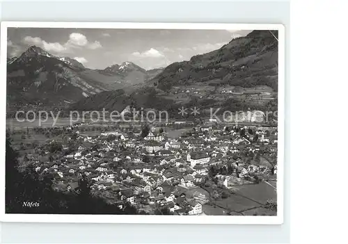 Naefels Gesamtansicht mit Alpenpanorama Kat. Naefels