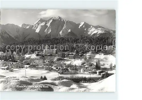 Flims Waldhaus Gesamtansicht mit Piz Riein Winterpanorama Kat. Flims Waldhaus