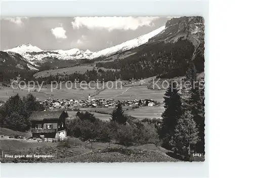 Flims Waldhaus Panorama gegen Segnaspass Alpenpass Glarner Alpen Kat. Flims Waldhaus