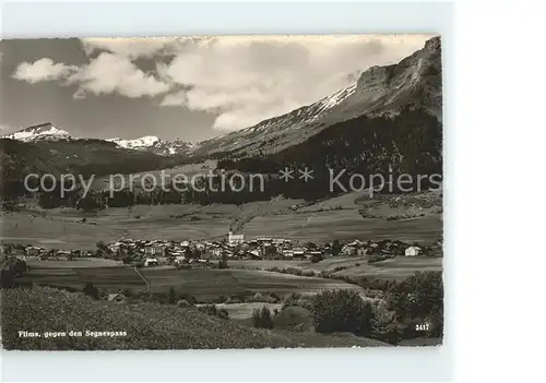 Flims Dorf Panorama gegen Segnespass Alpenpass Glarner Alpen Kat. Flims Dorf