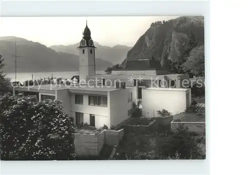 Sisikon Kirche und Pfarrhaus Urnersee Alpenpanorama Kat. Sisikon