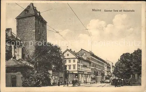 Mainz Rhein Eiserner Turm mit Rheinstrasse / Mainz Rhein /Mainz Stadtkreis
