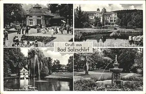 Bad Salzschlirf Hotel Badehof Springbrunnen im Park Partie aus dem Kurpark Bonifaziusbrunnen Kat. Bad Salzschlirf