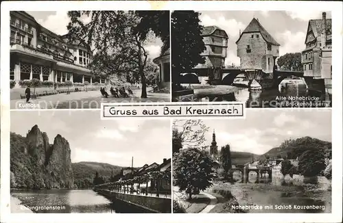 Bad Kreuznach Alte Nahebruecke Brueckenhaeusern Schloss Kauzenberg Rheingrafenstein Kurhaus Kat. Bad Kreuznach