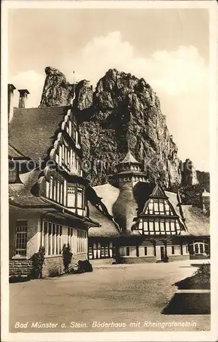 Bad Muenster Stein Ebernburg Baederhaus mit Rheingrafenstein / Bad Muenster am Stein-Ebernburg /Bad Kreuznach LKR