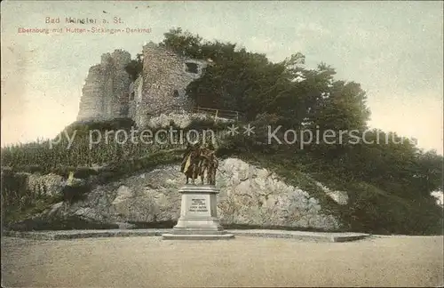 Bad Muenster Stein Ebernburg Ebernburg mit Hutten- Sickingen-Denkmal / Bad Muenster am Stein-Ebernburg /Bad Kreuznach LKR