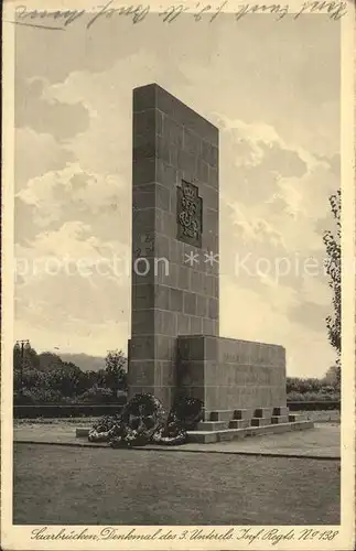 Saarbruecken Denkmal des 3. Unterels. Inf. Regls. No 138 Kat. Saarbruecken