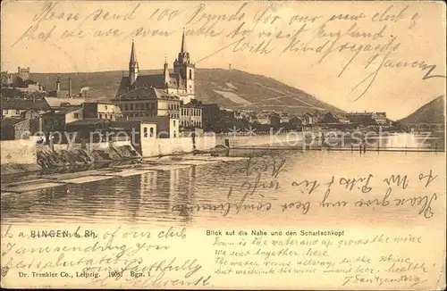 Bingen Rhein Blick auf die Nahe den Scharlachkopf Kat. Bingen am Rhein