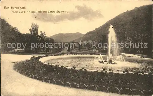 Bad Kreuznach Partie auf der Rosen Jnsel Spring Brunnen Kat. Bad Kreuznach