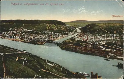 Bingen Rhein Bingerbrueck v. d. Rossel aus Maeuseturm Kat. Bingen am Rhein