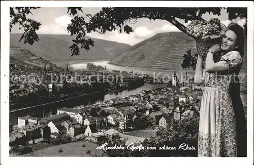 Bingen Rhein Frau Trauben  Kat. Bingen am Rhein