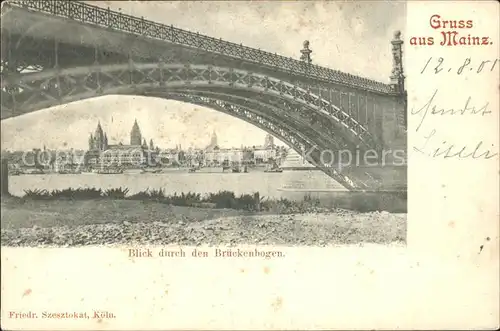 Mainz Rhein Blick durch den Brueckenbogen / Mainz Rhein /Mainz Stadtkreis