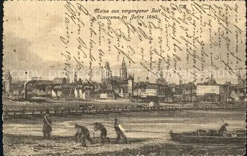 Mainz Rhein Panorama im Jahre 1860 / Mainz Rhein /Mainz Stadtkreis