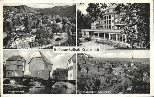 Bad Kreuznach Brueckenhaeuser Nahepartie mit Kauzenburg Kat. Bad Kreuznach