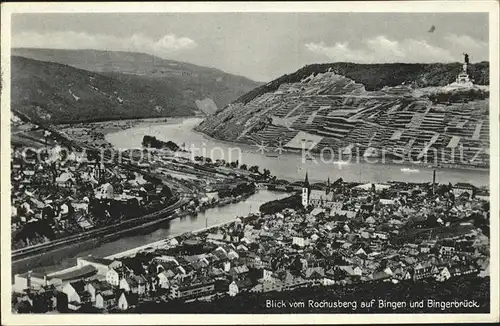 Bingen Rhein Rheinpanorama vom Rochusberg Bingerbrueck  Kat. Bingen am Rhein