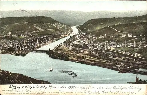 Bingen Rhein Rheinpanorama und Bingerbrueck Kat. Bingen am Rhein