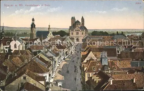 Speyer Rhein Hauptstrasse mit Dom Kat. Speyer