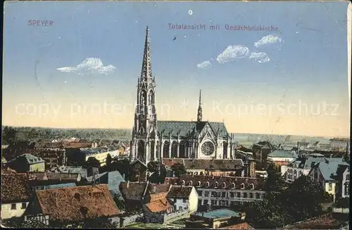 Speyer Rhein Total mit Gedaechtniskirche Kat. Speyer