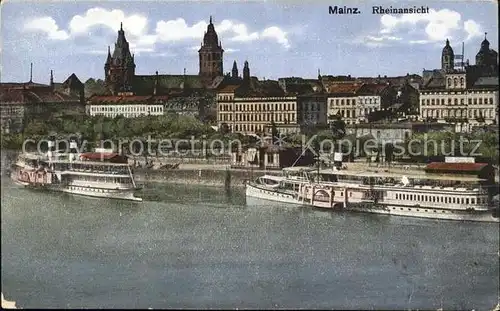 Mainz Rhein Rheinansicht Dom Dampfer / Mainz Rhein /Mainz Stadtkreis