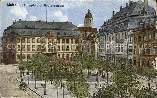 Mainz Rhein Schillerplatz und Gouvernement Pavillon / Mainz Rhein /Mainz Stadtkreis