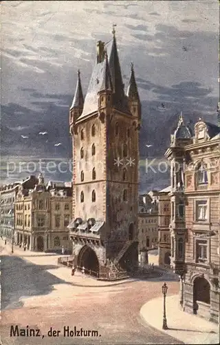 Mainz Rhein Holzturm Wiedemann Kuenstlerkarte No. 1880 A / Mainz Rhein /Mainz Stadtkreis