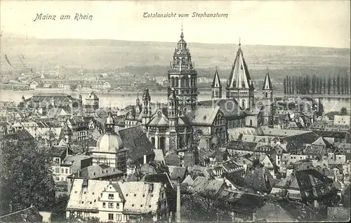 Mainz Rhein Totalansicht vom Stephansturm / Mainz Rhein /Mainz Stadtkreis