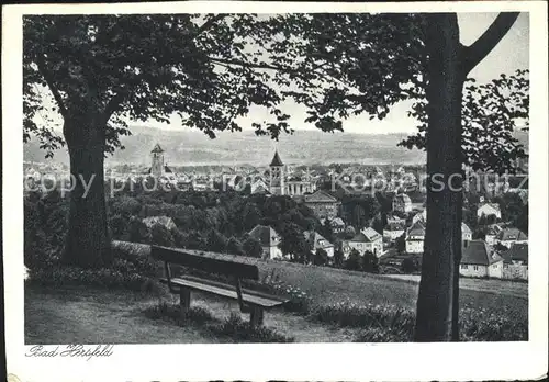 Bad Hersfeld Panorama Blick vom Waldrand Ruhebank Kufpfertiefdruck Kat. Bad Hersfeld