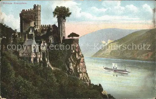 Trechtingshausen Burg Rheinstein Rheindampfer Kat. Trechtingshausen