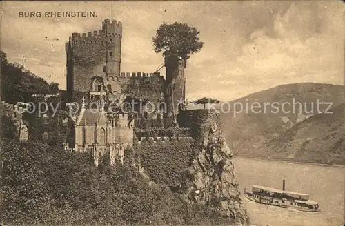 Trechtingshausen Burg Rheinstein Dampfer Kat. Trechtingshausen