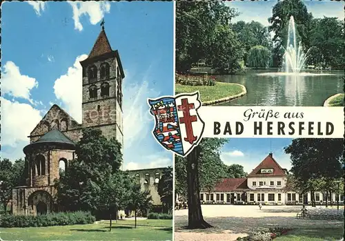 Bad Hersfeld Stiftskirche Teich Fontaene Wandelhalle Wappen Kat. Bad Hersfeld