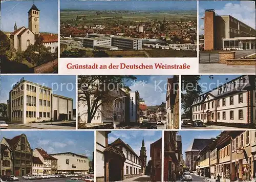Gruenstadt Teilansichten Kirche Strassenpartie Panorama Deutsche Weinstrasse Kat. Gruenstadt
