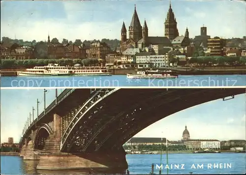 Mainz Rhein Rheinufer und Dom Rheinbruecke / Mainz Rhein /Mainz Stadtkreis