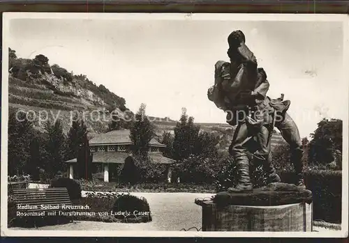 Bad Kreuznach Roseninsel Durstbrunnen von Ludwig Cauer Skulptur Radium Solbad Kat. Bad Kreuznach