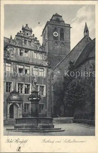 Bad Hersfeld Rathaus mit Lullusbrunnen Kupfertiefdruck Kat. Bad Hersfeld