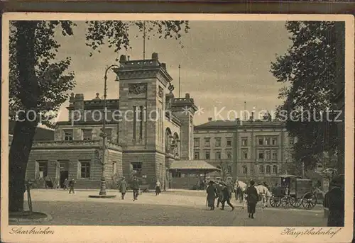 Saarbruecken Hauptbahnhof Pferdekutsche Kat. Saarbruecken