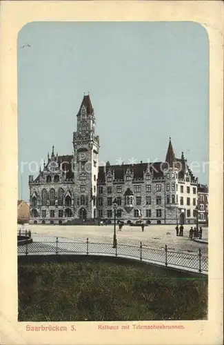 Saarbruecken Rathaus mit Telemachusbrunnen Kat. Saarbruecken